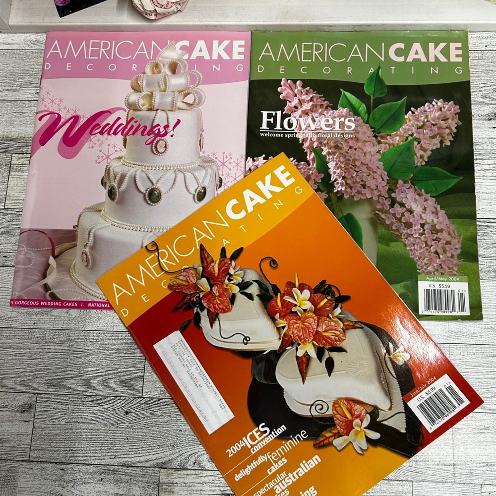 American Cake Decorating Magazine Lot of 3 2004 Wedding Floral
